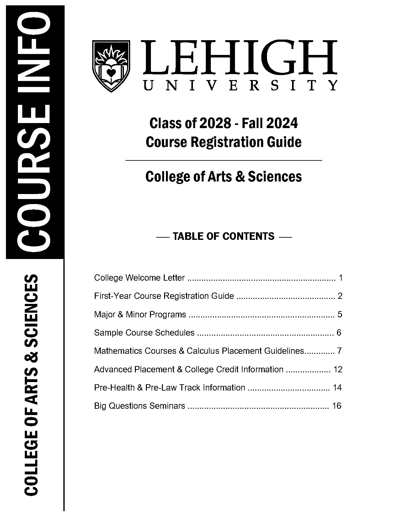 lehigh major and minor requirement