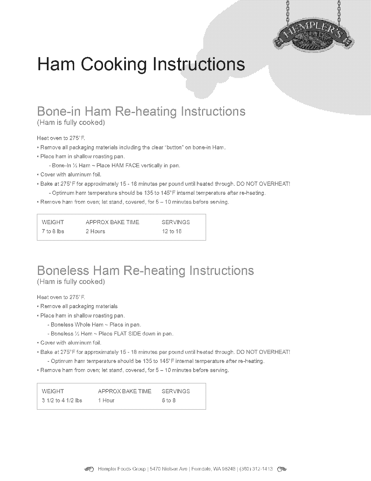 cooking instructions for bone in ham