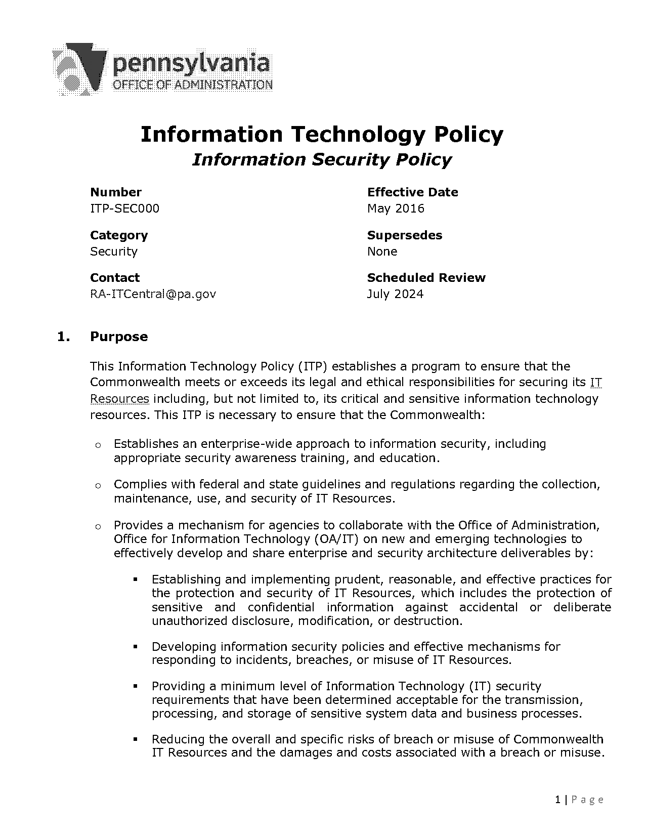 data and security policy