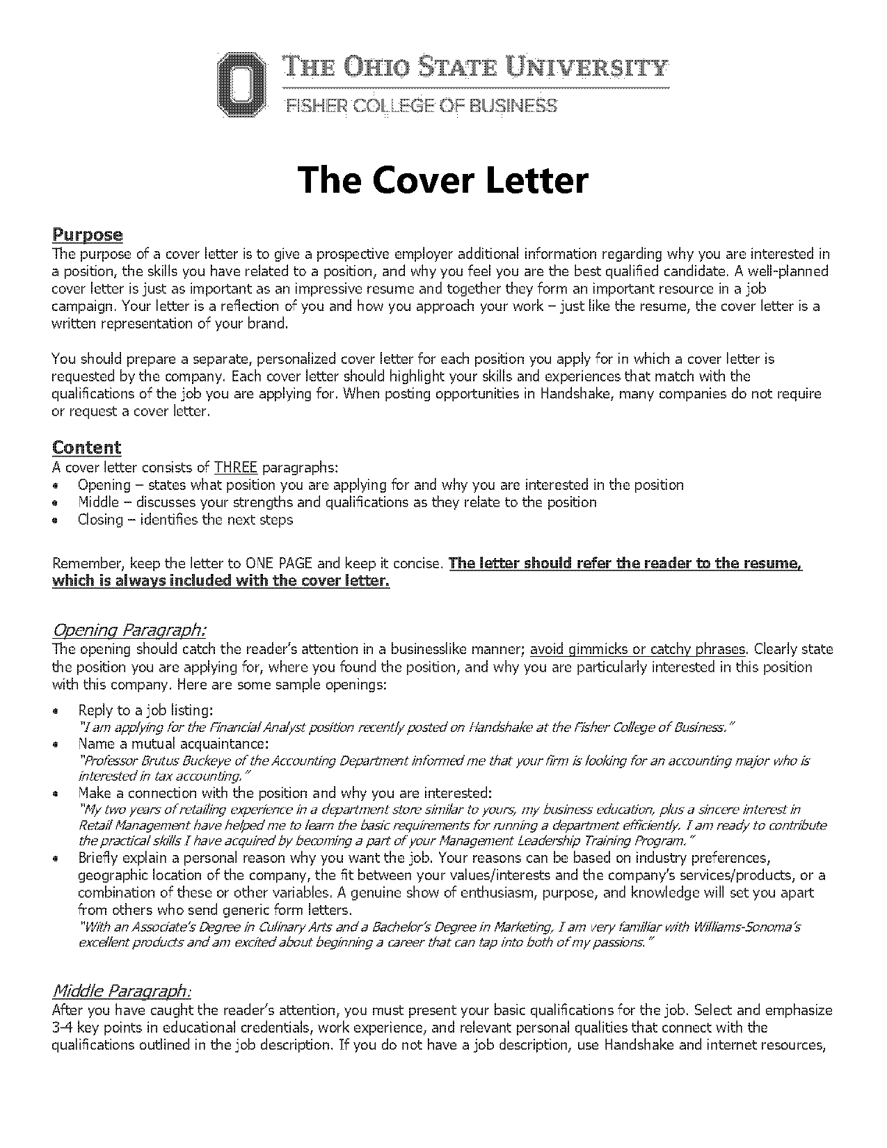 example of a management cover letter