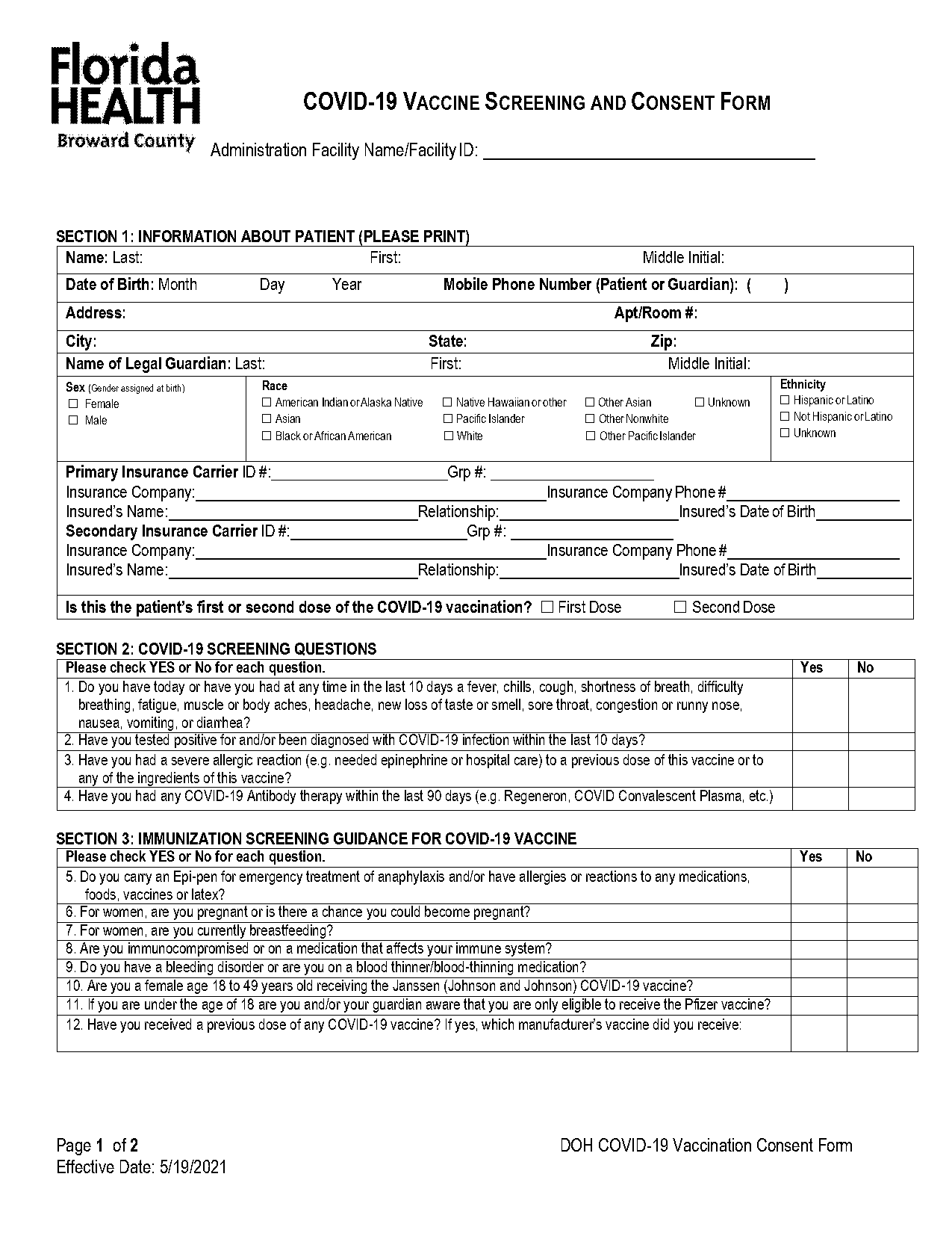 broward covid vaccine consent form