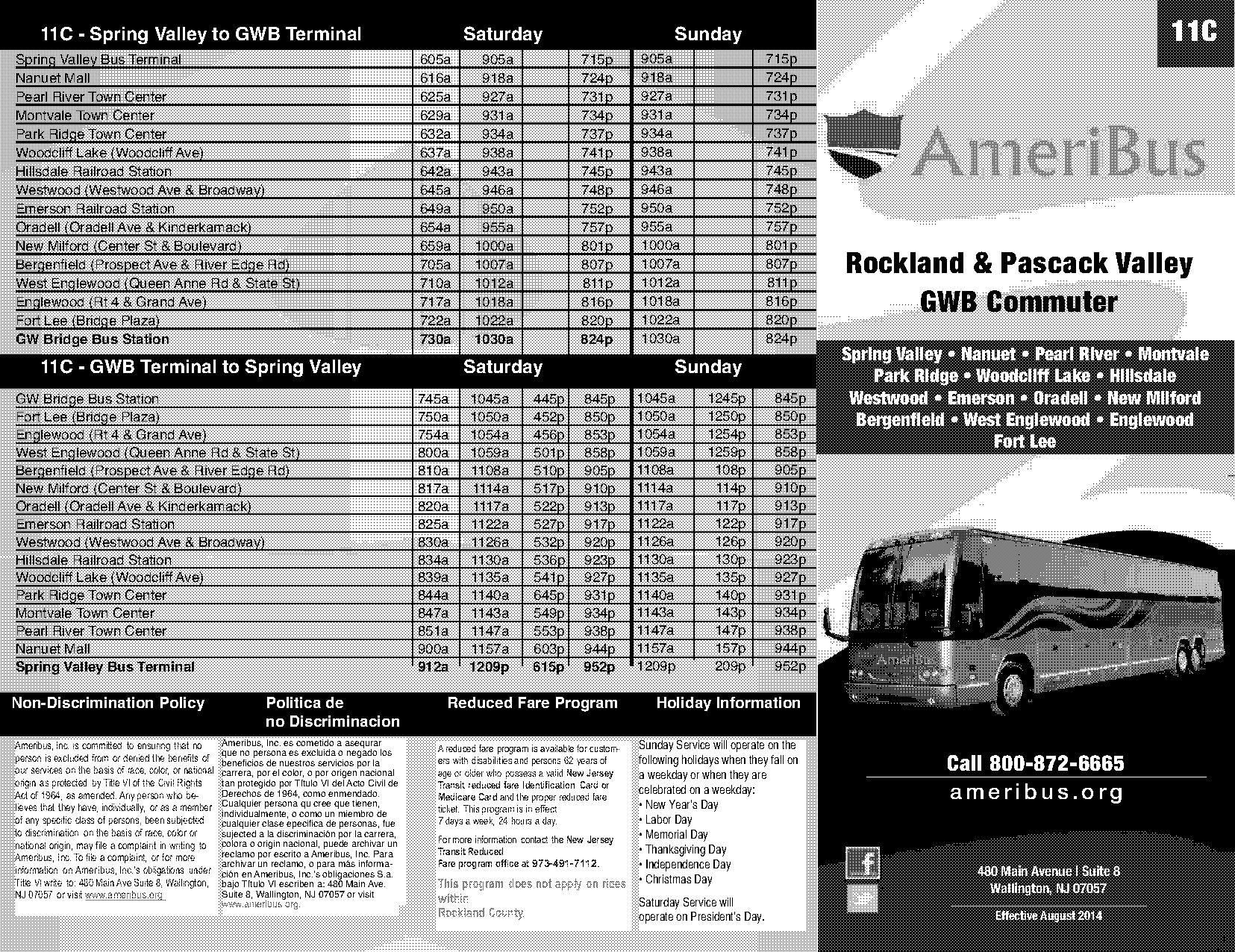 bus schedule from westwood to new york