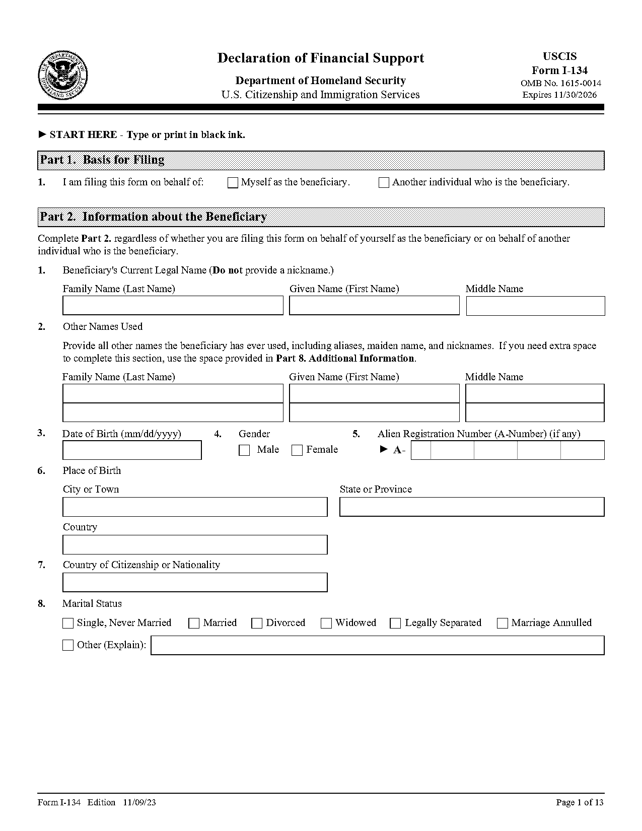 affidavit in support of immigration