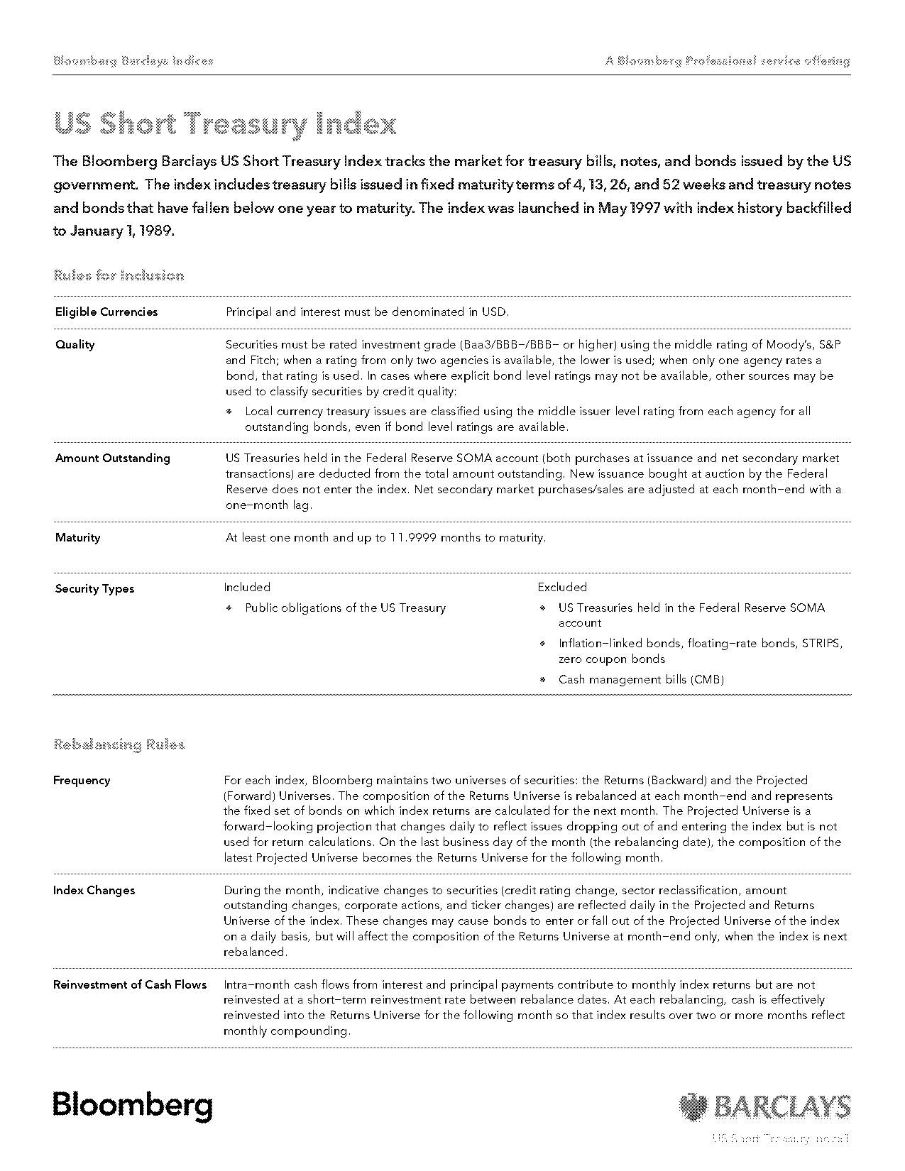 barclays short term treasury index