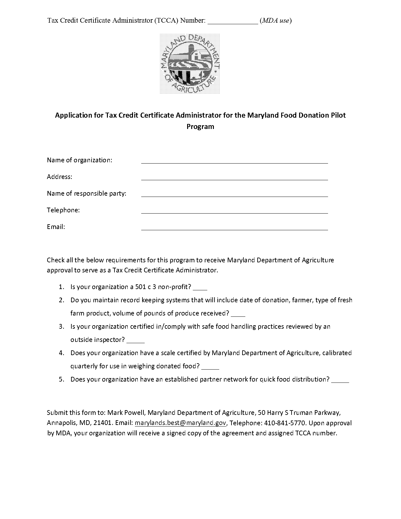 maryland donation request form