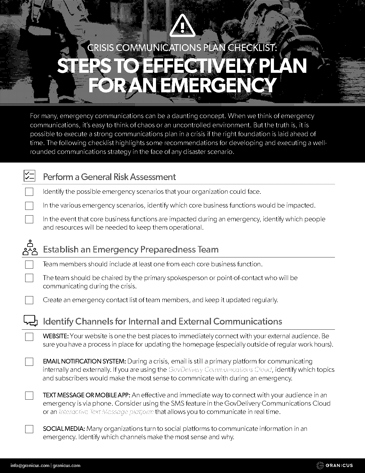 crisis communications plan checklist