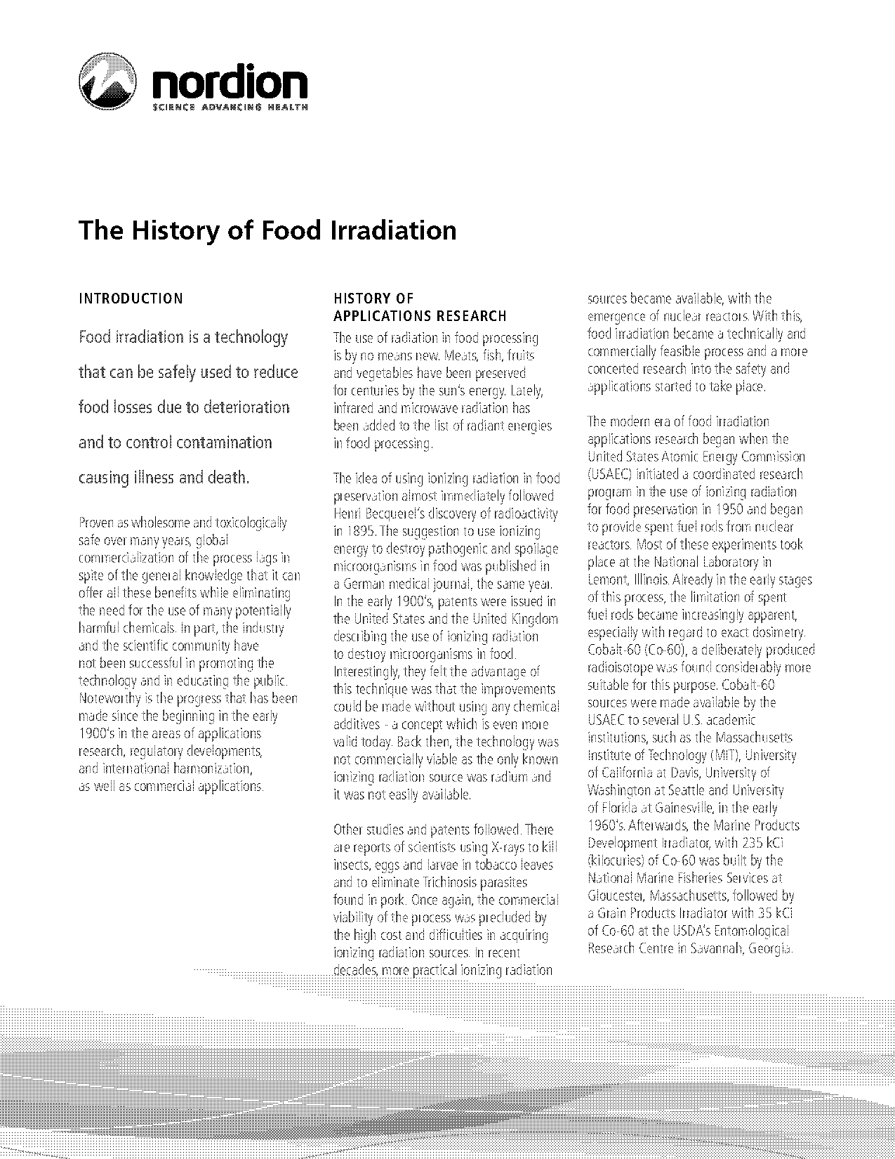 uses and application of radiation in food and agriculture