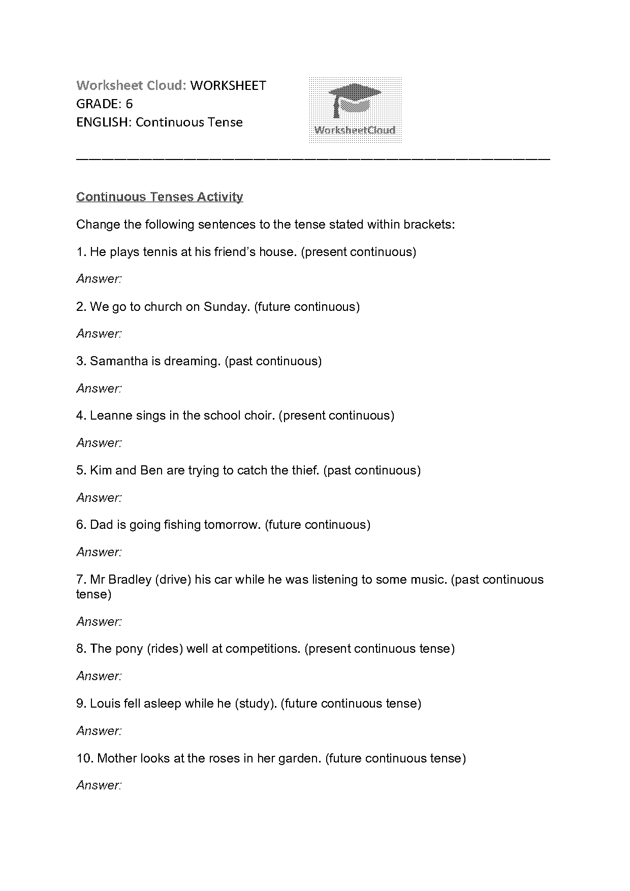 past present and future continuous tense