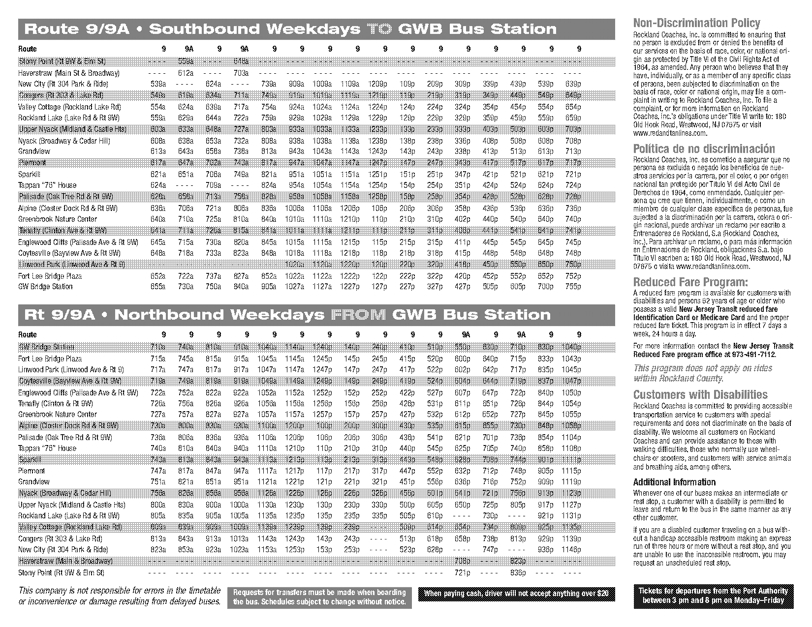 bus schedule from westwood to new york