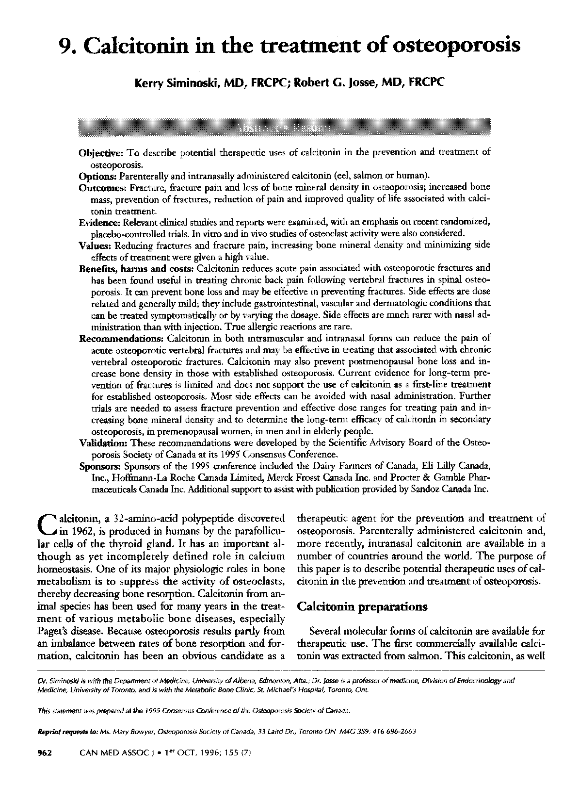 long term side effects of calcitonin