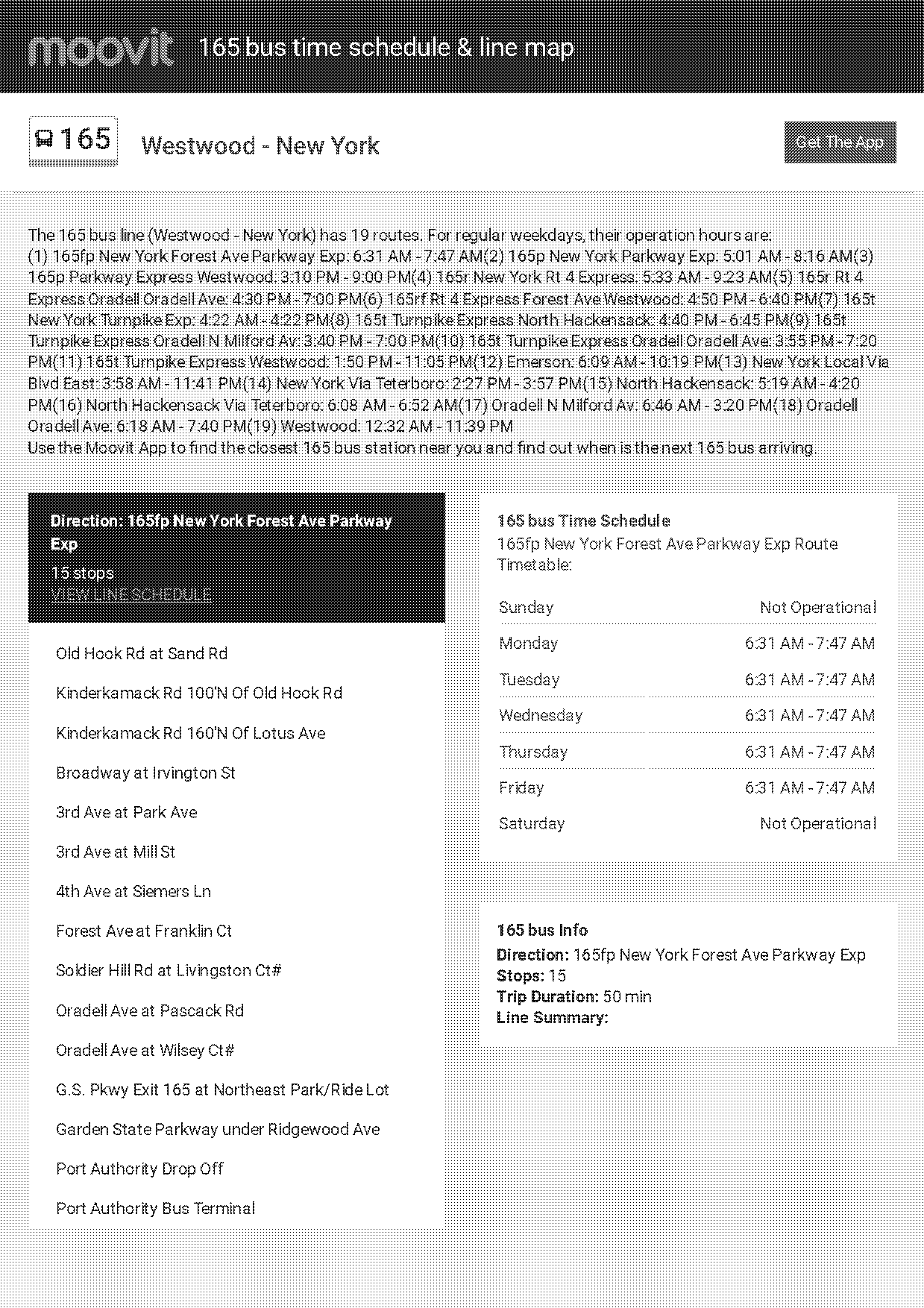 bus schedule from westwood to new york