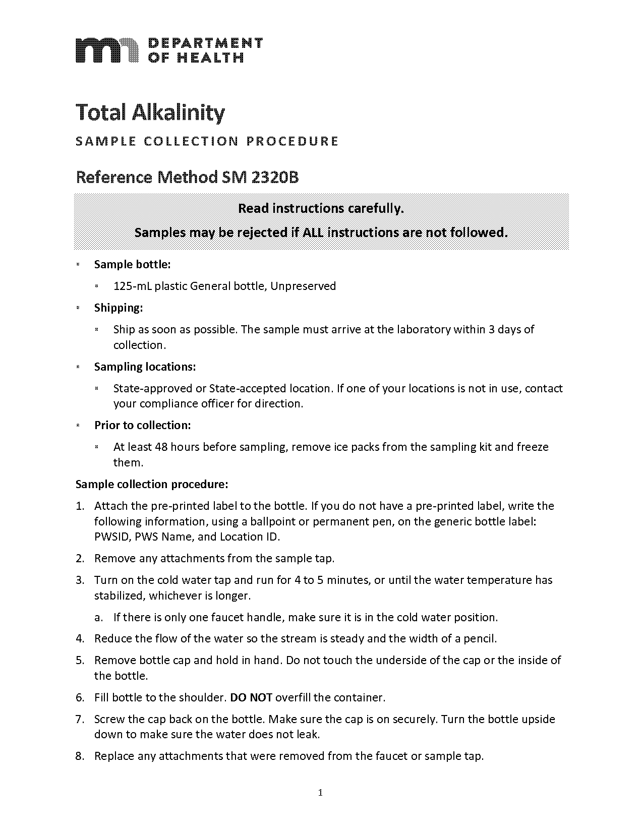 alkalinity test of water sample