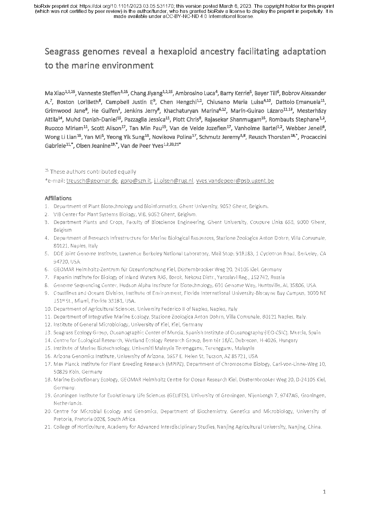 data table for ocean plant adaptations