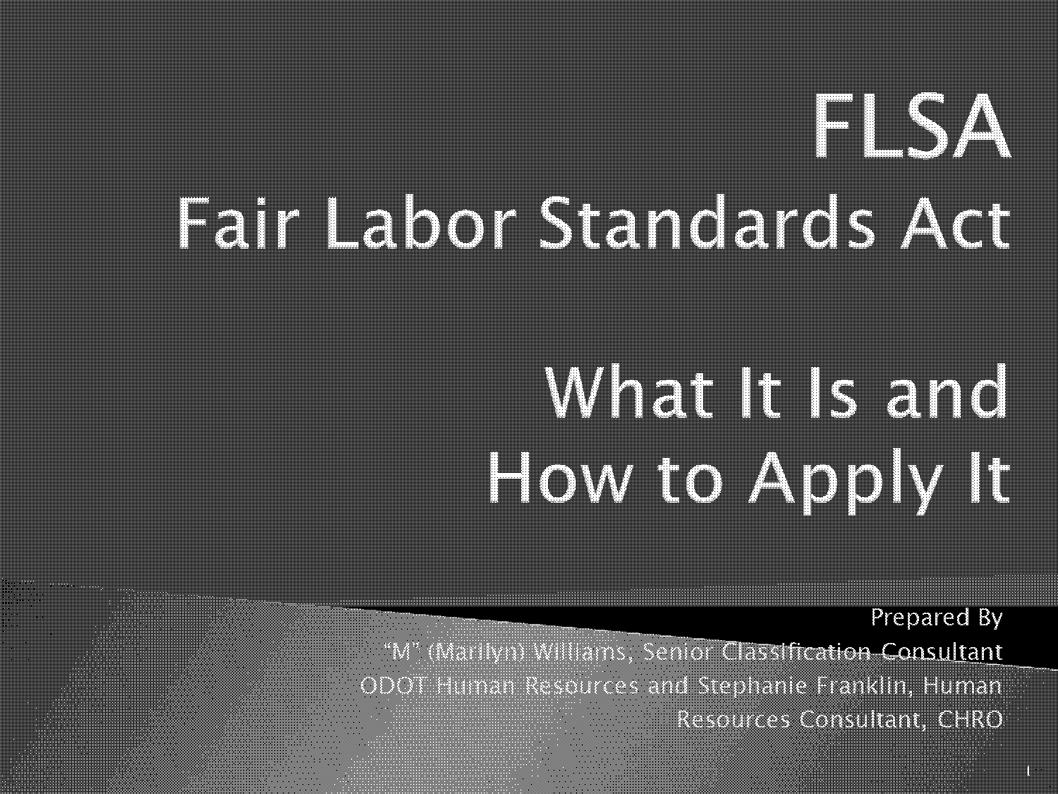 fair labor standards act establish