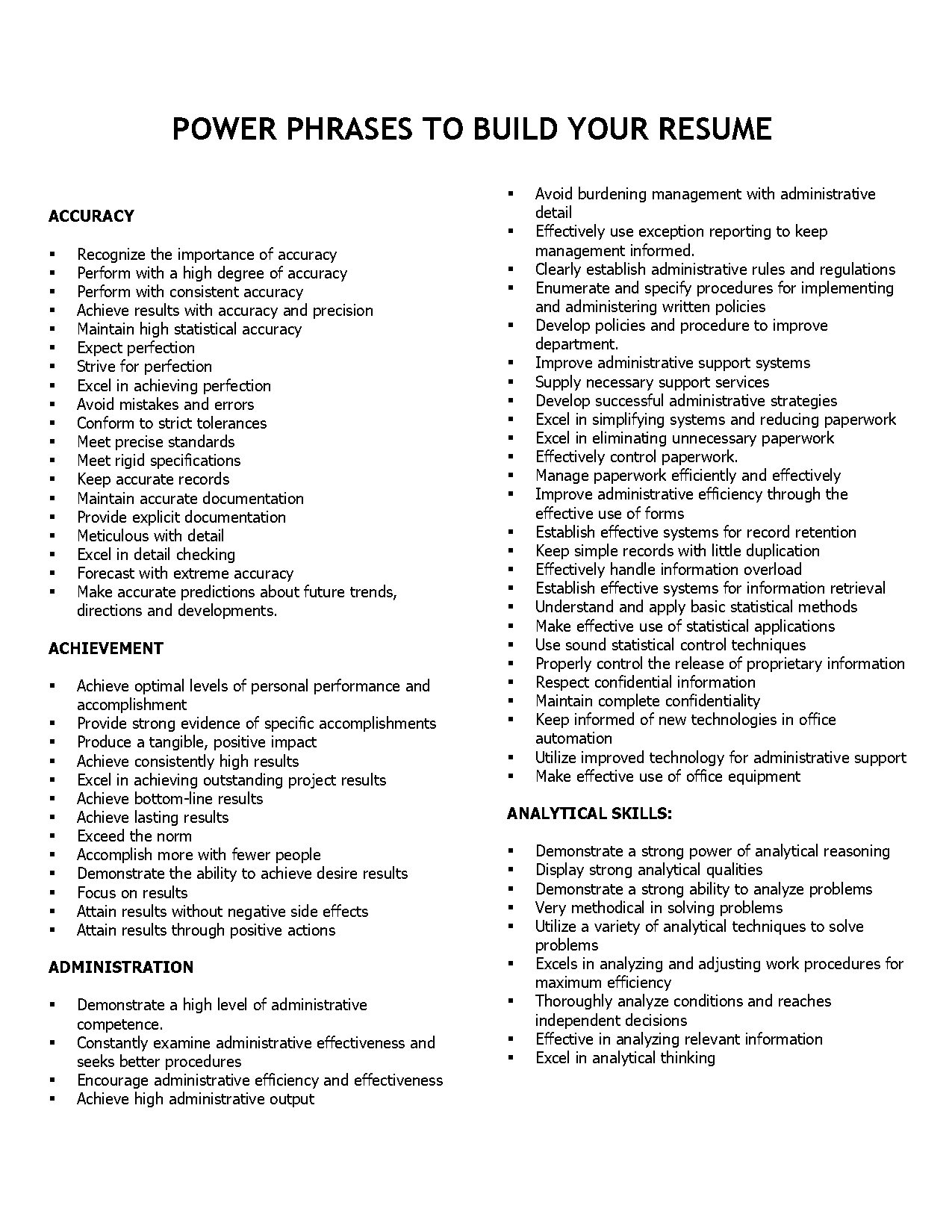 good resume words for tech