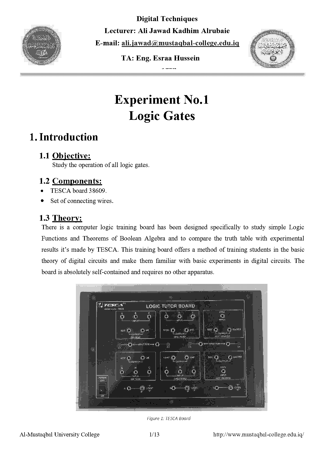 digital logic gates lab report