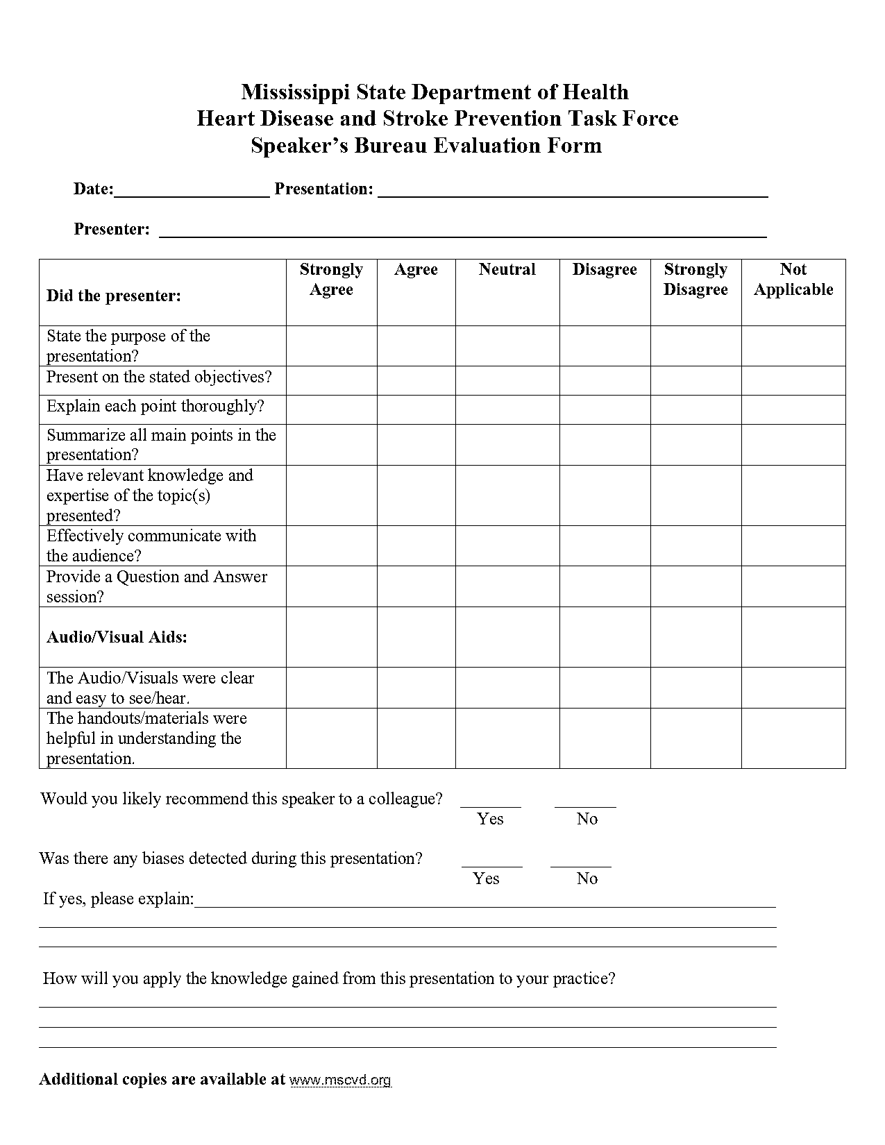 evaluation questions for speakers