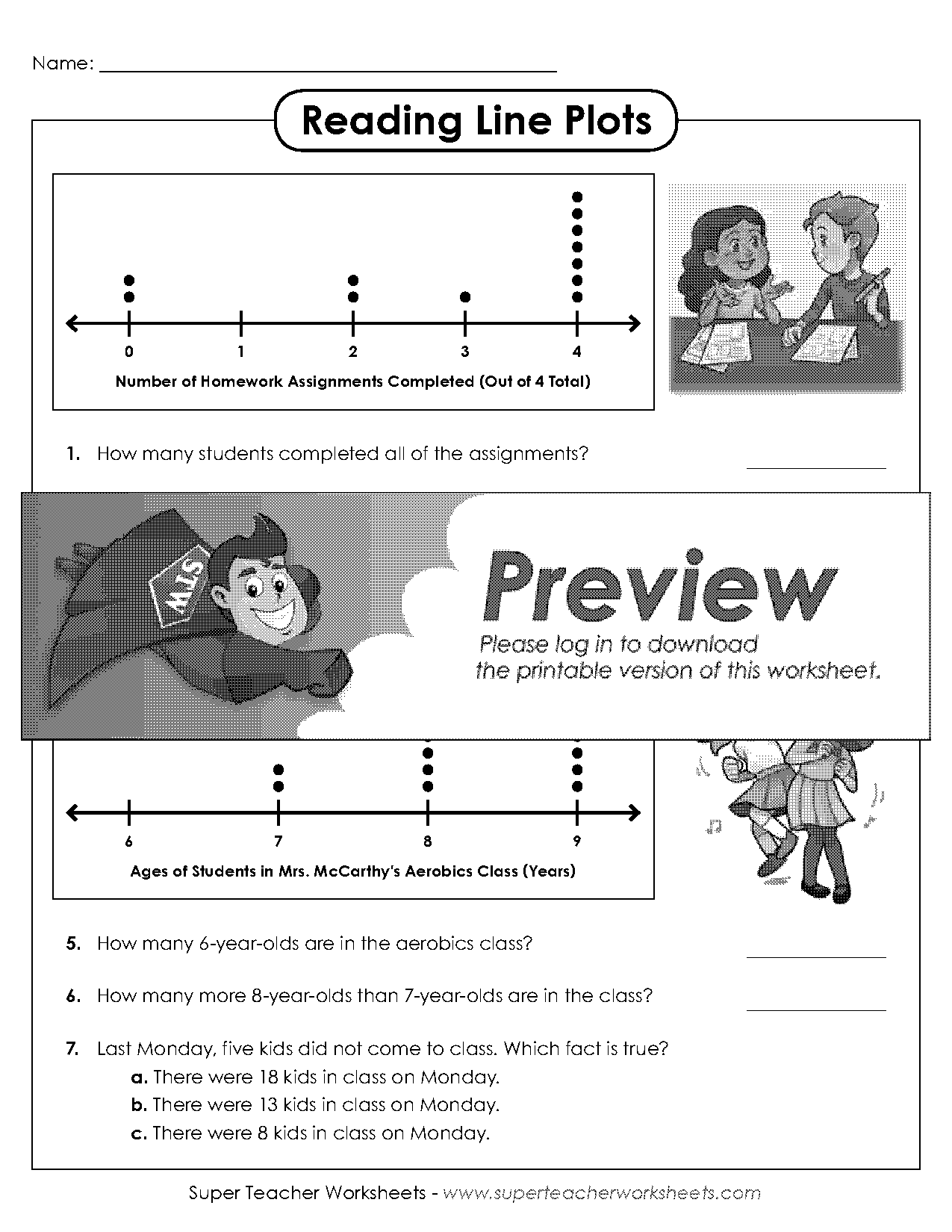 super teacher worksheets making a line plot