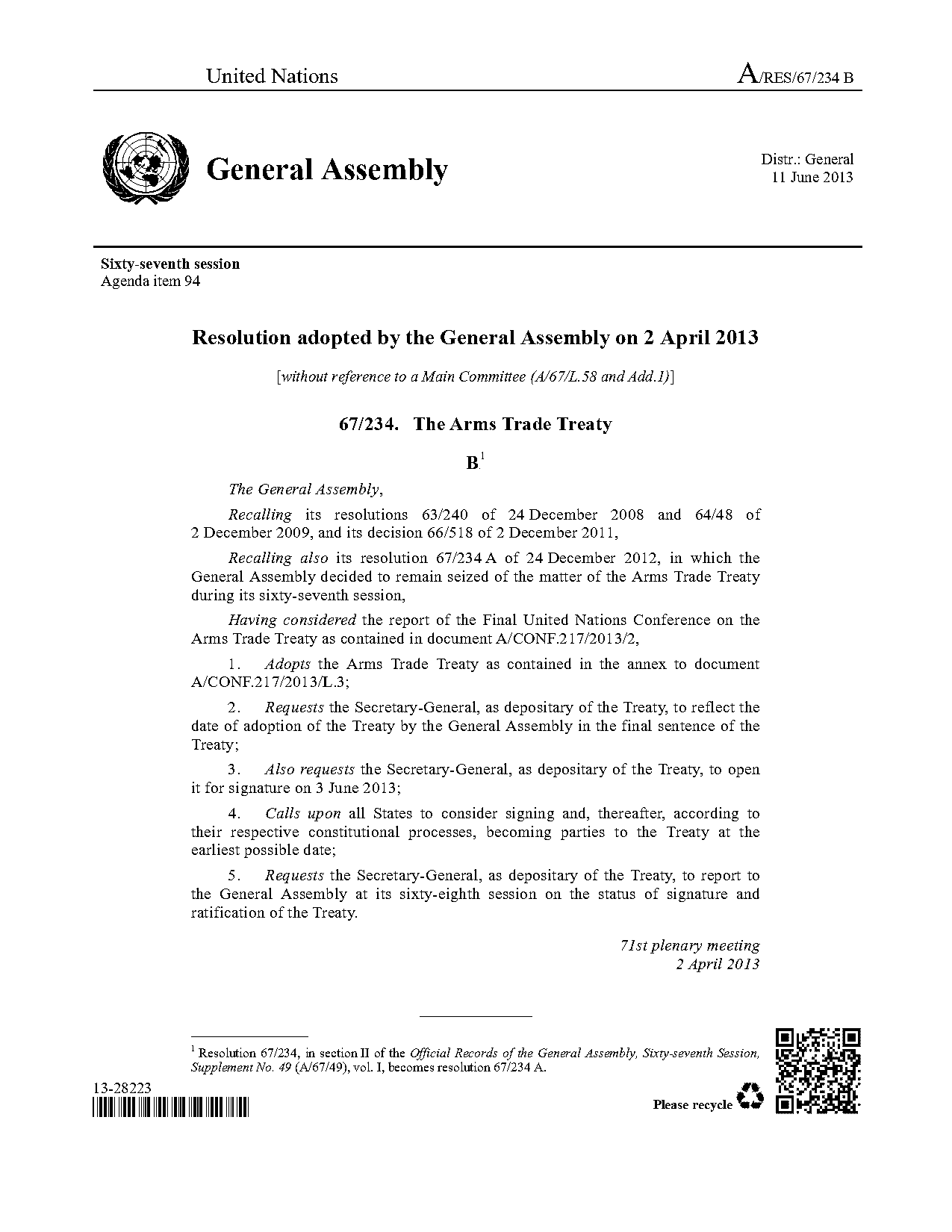 arms trade treaty un