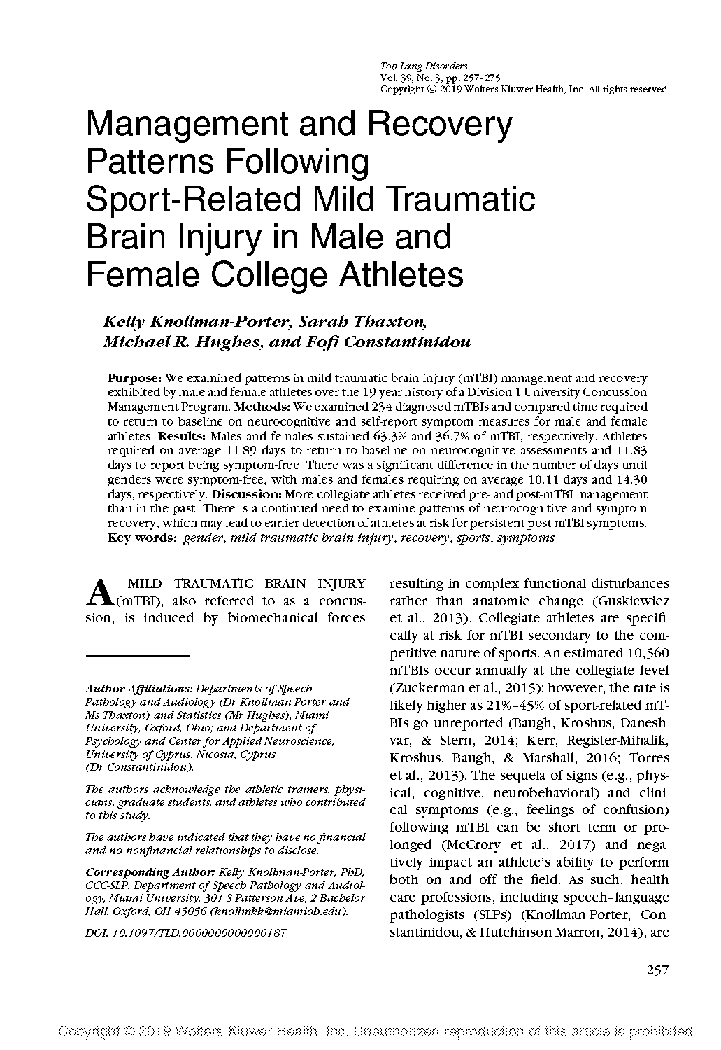 male athletes chose not to report injuries