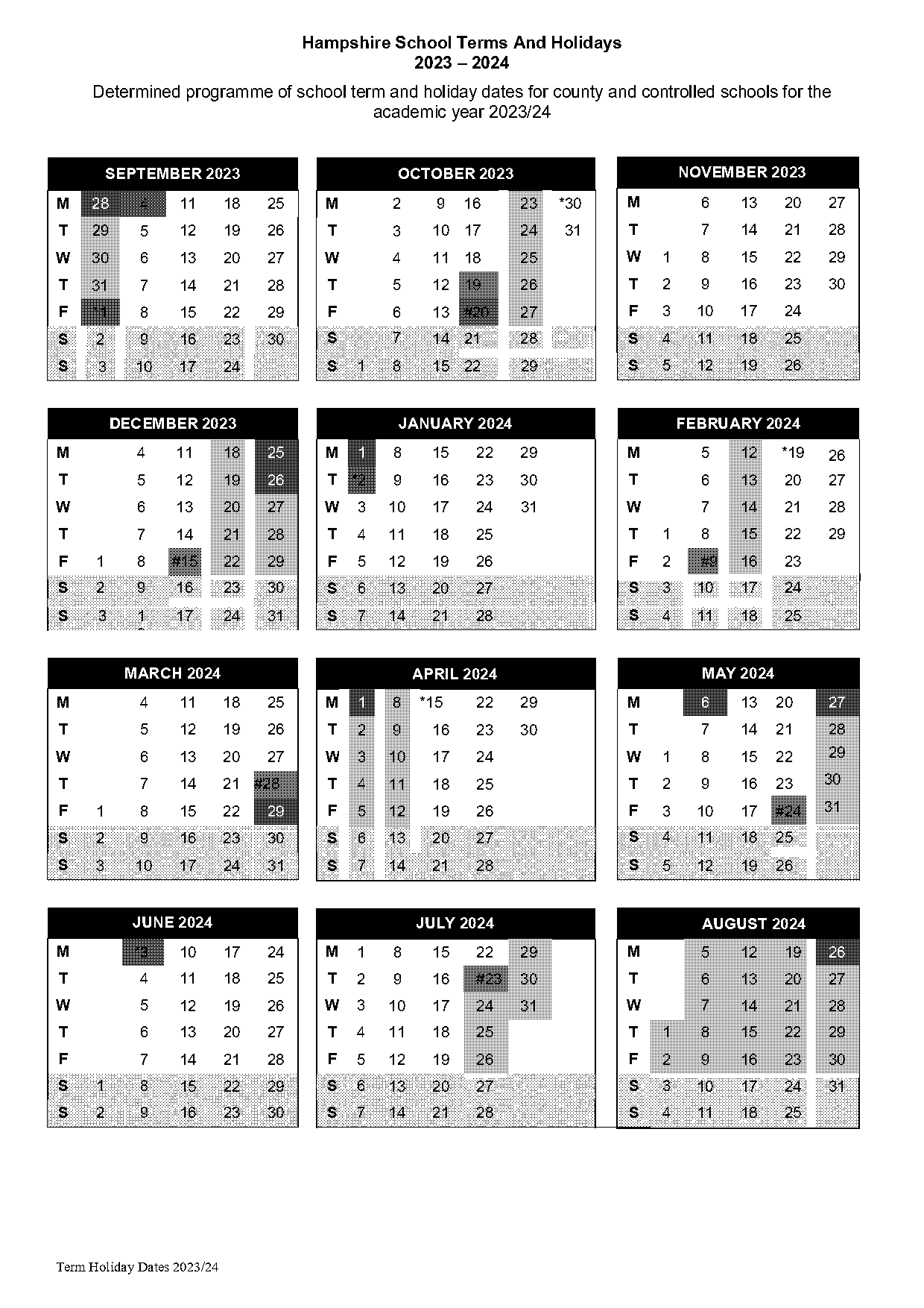 basingstoke school term dates