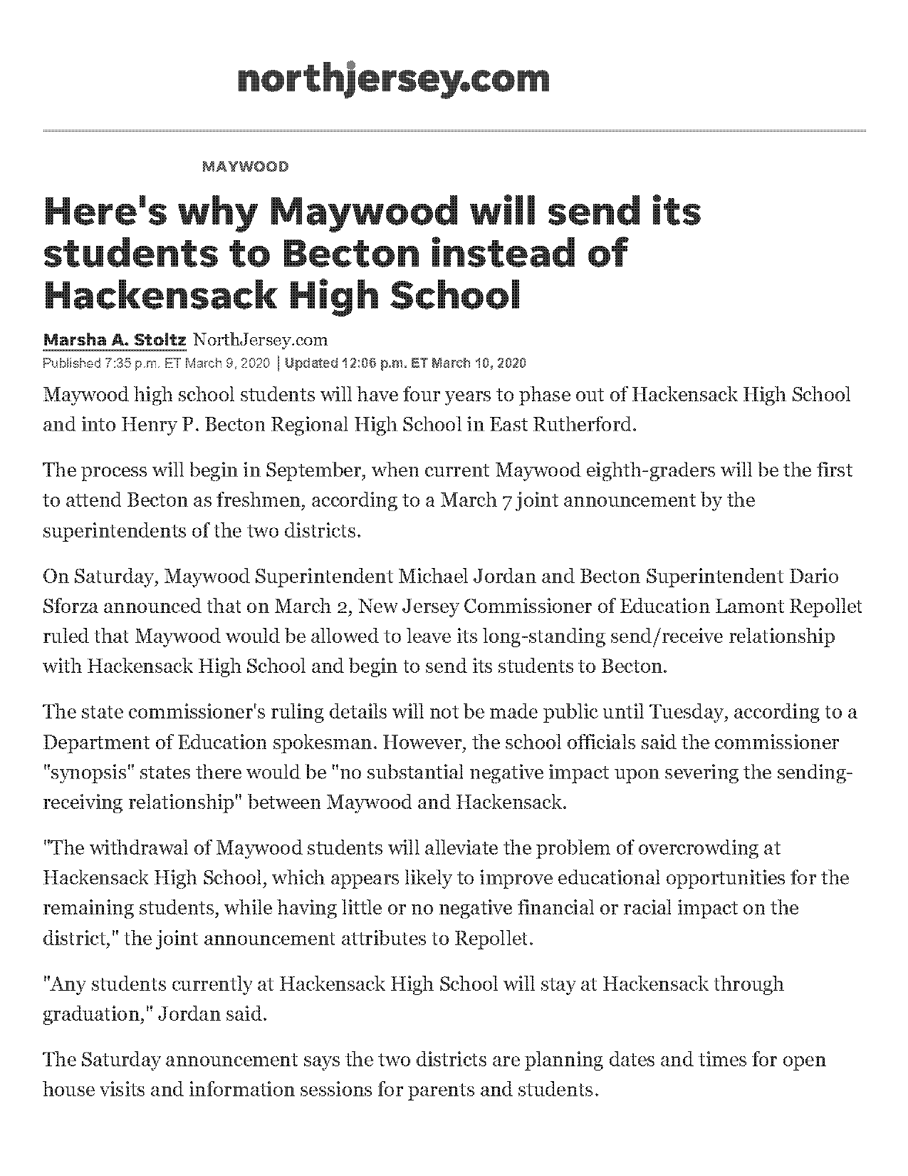 hackensack high school application