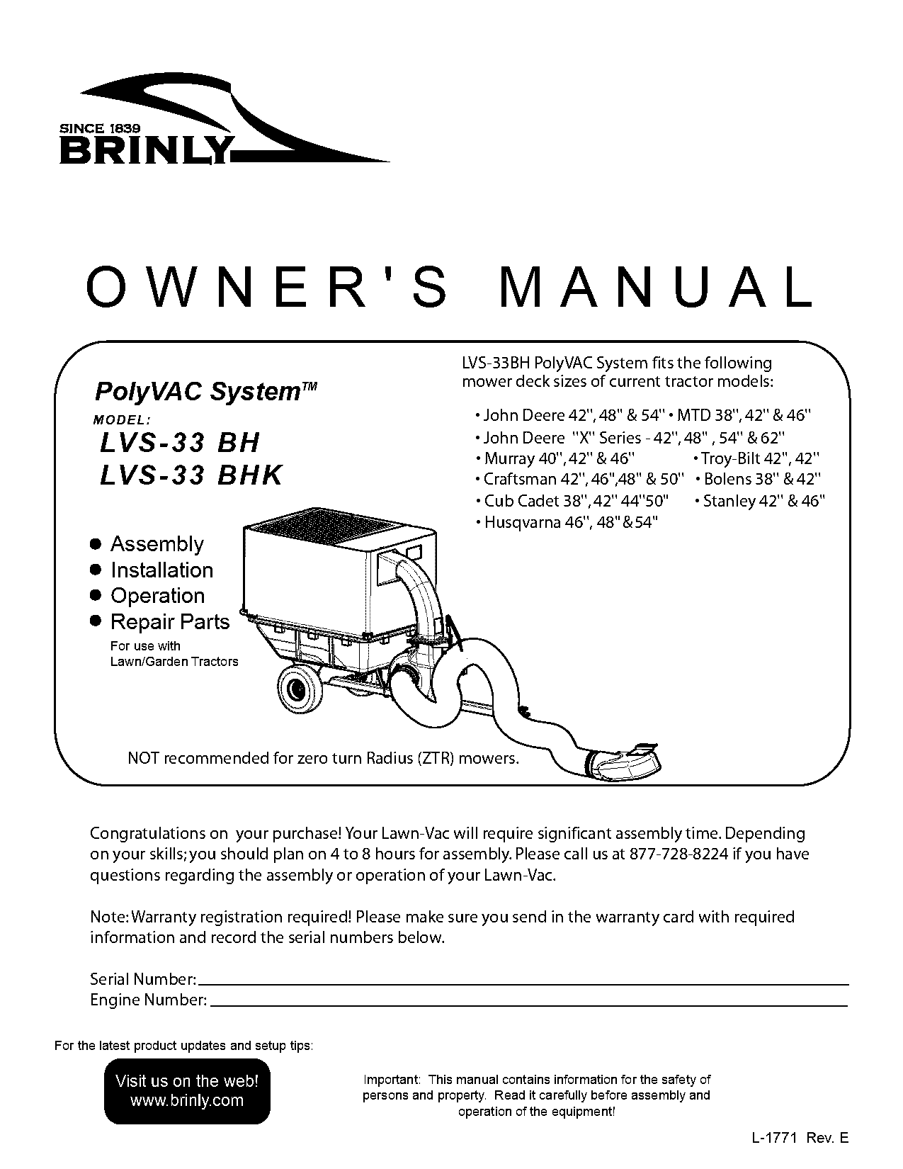 engine owner manual troy bilt mower