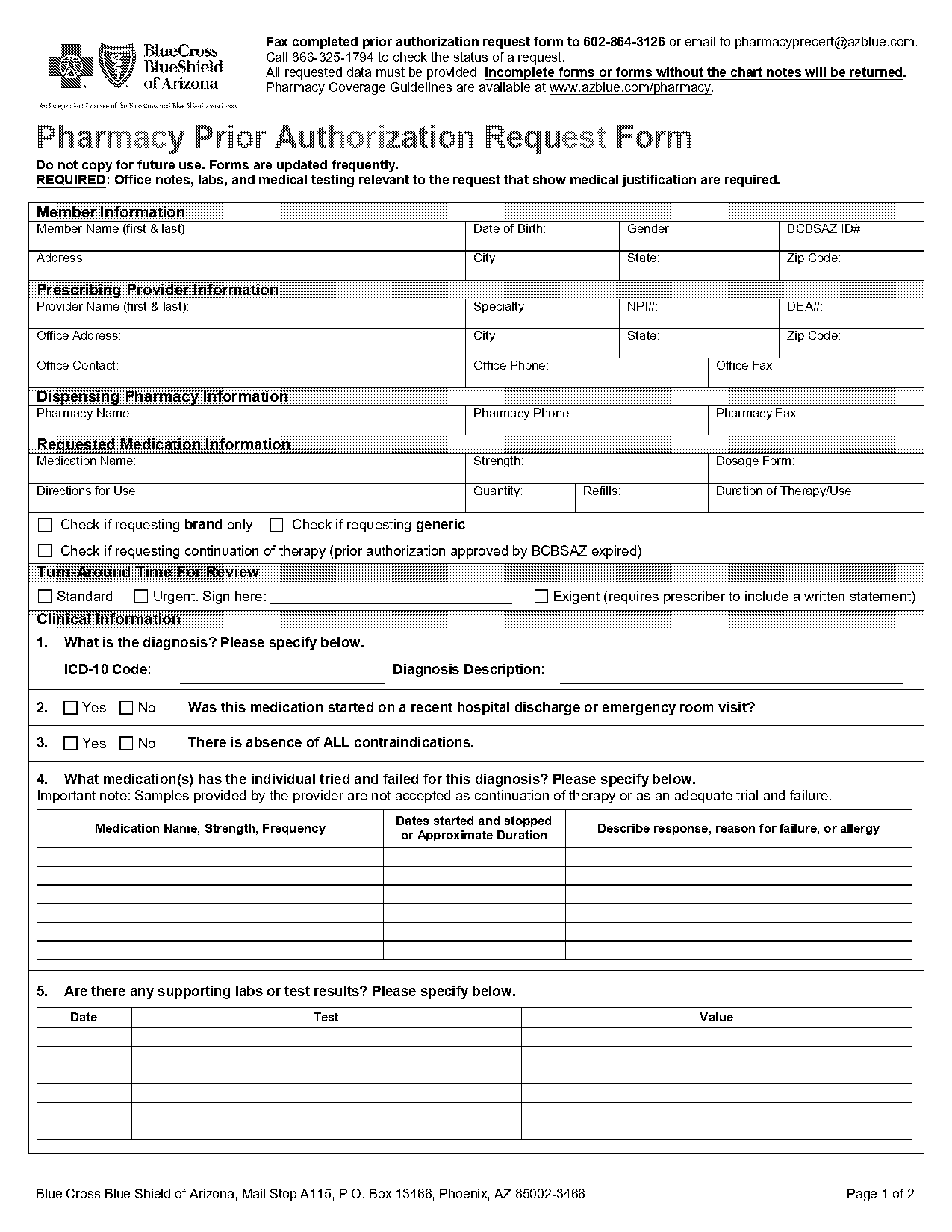 phoenix health plan pharmacy prior authorization form