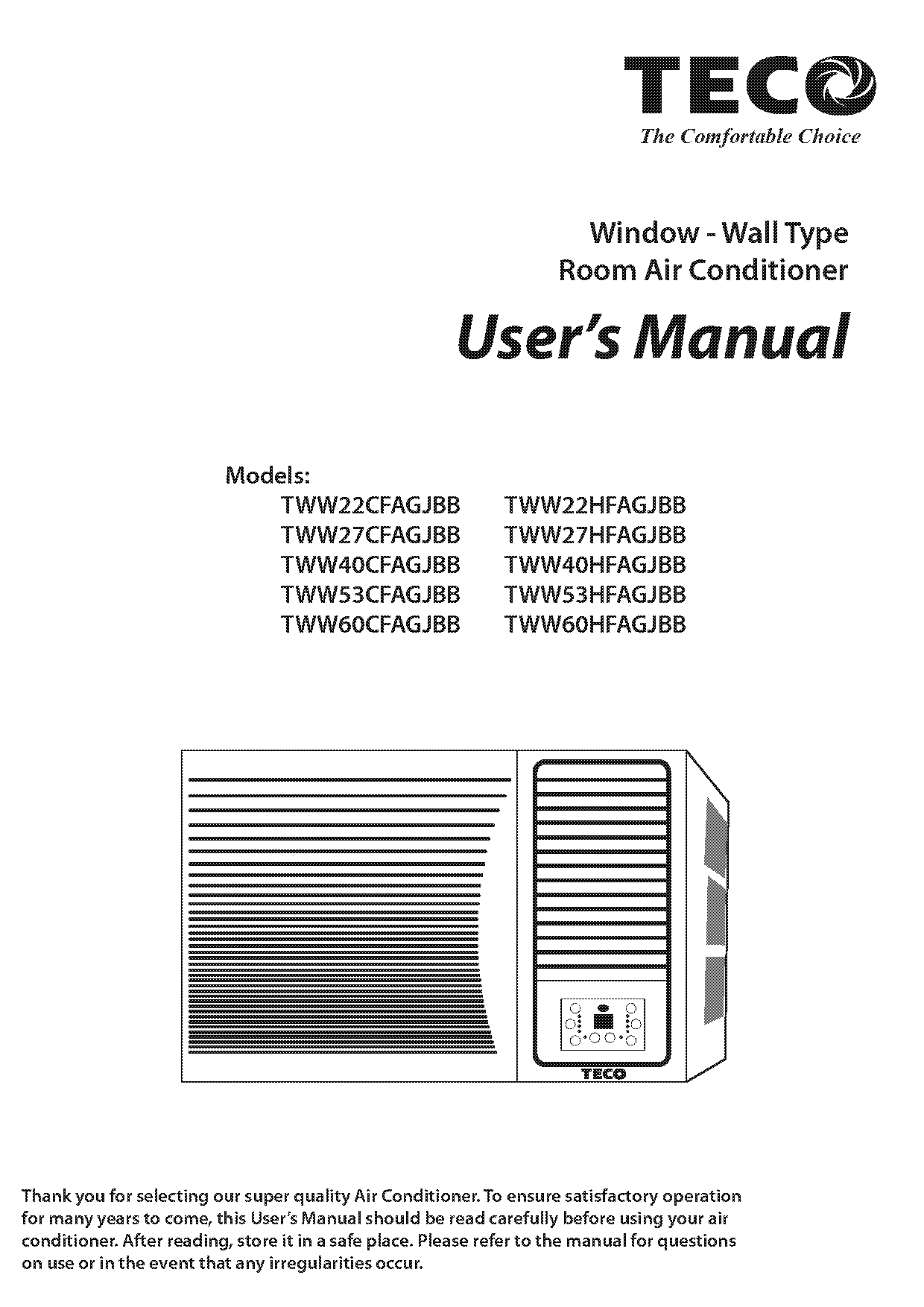 teco skinny window air conditioner manual