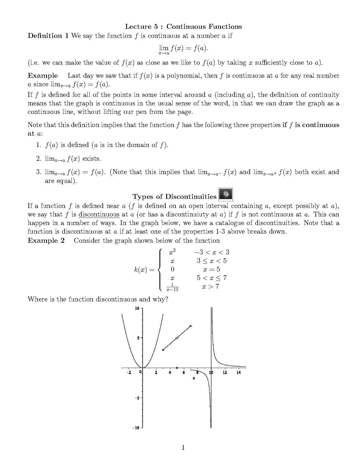 continuous function definition and example