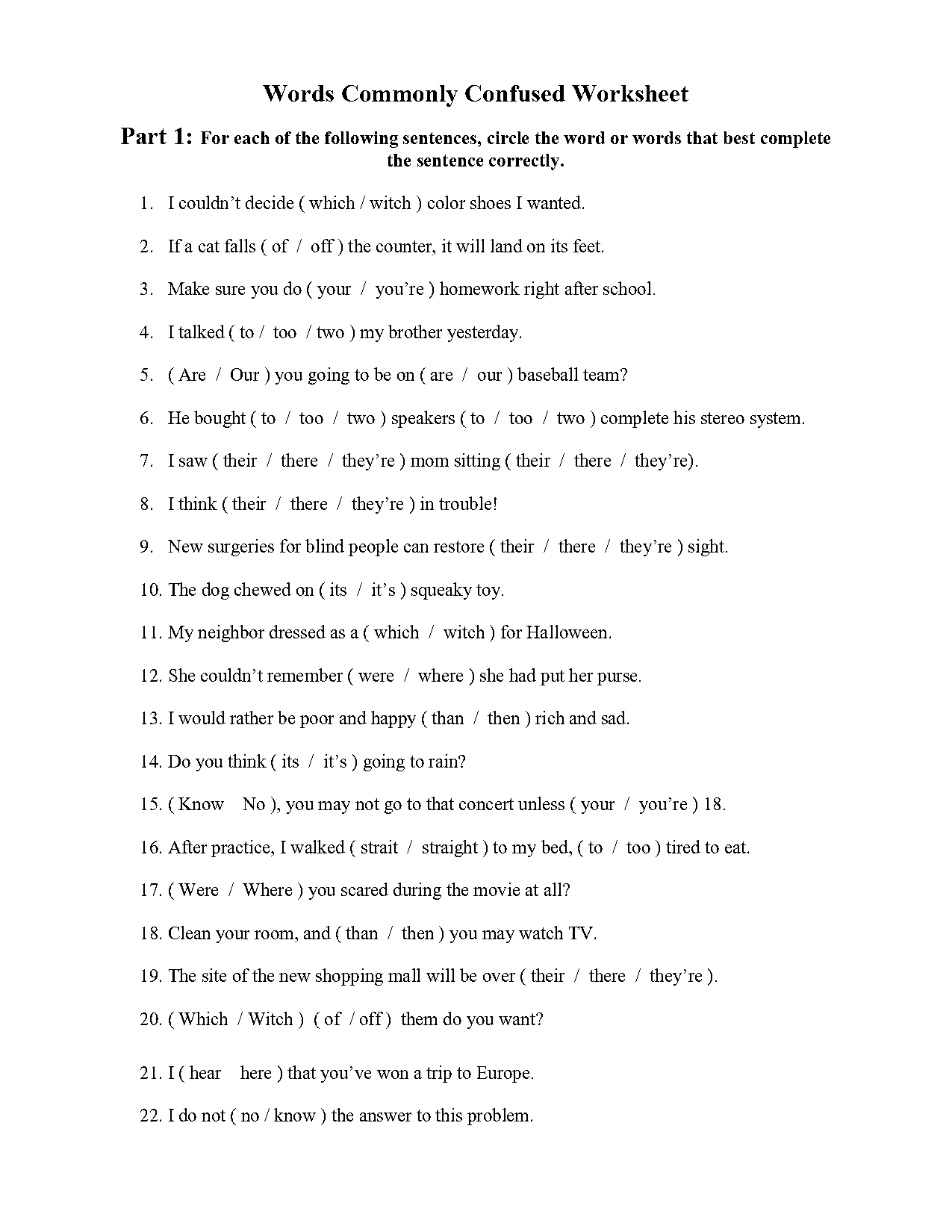 commonly mistaken words worksheet