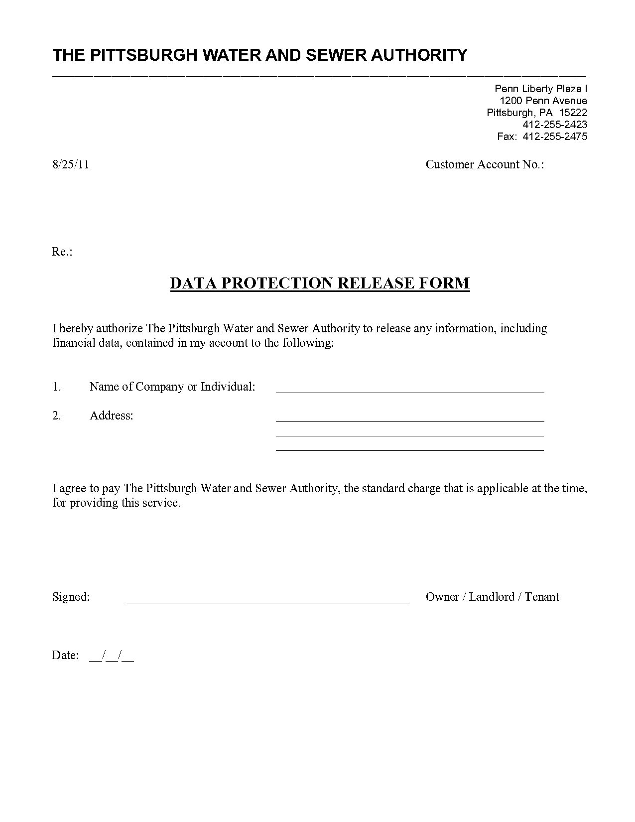 data protection release form