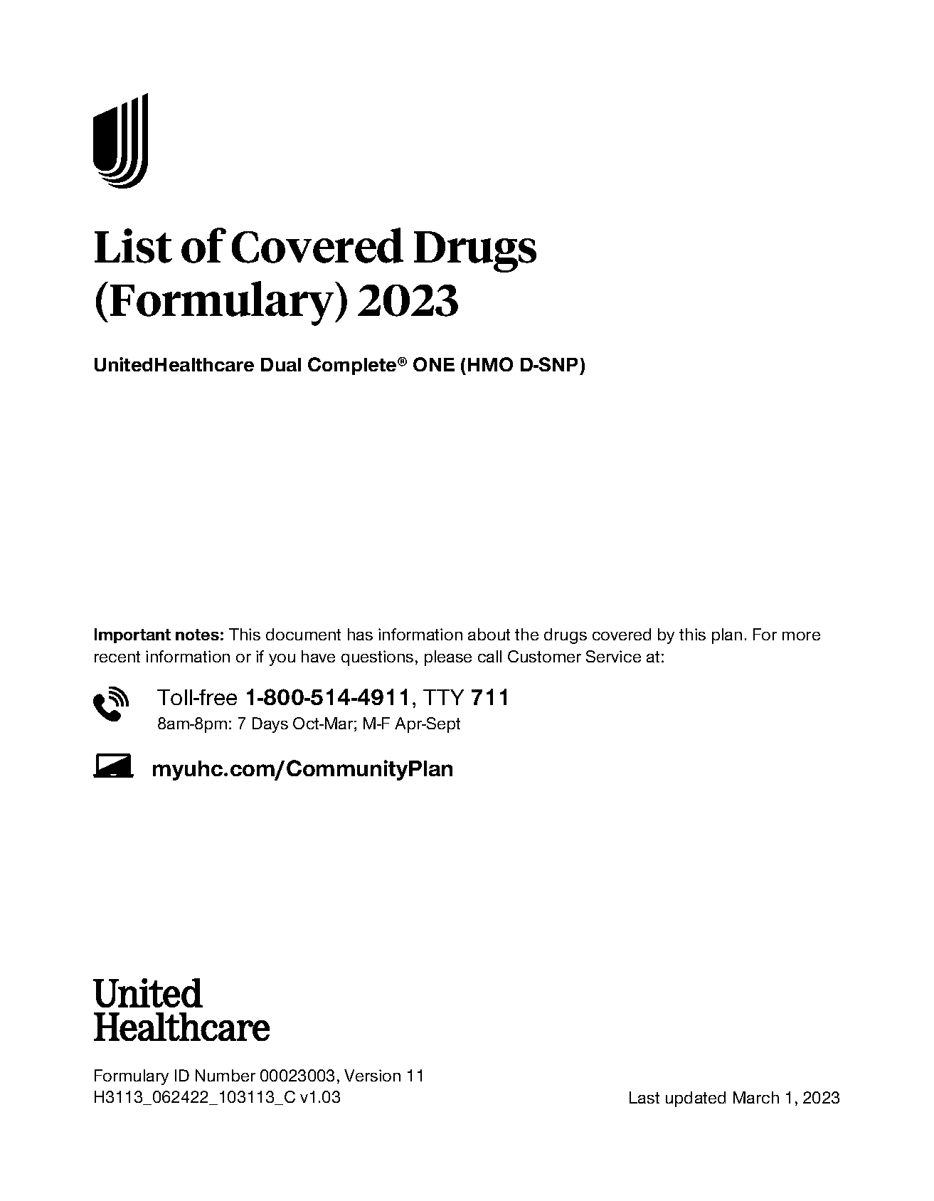 united healthcare medicare drug plan formulary