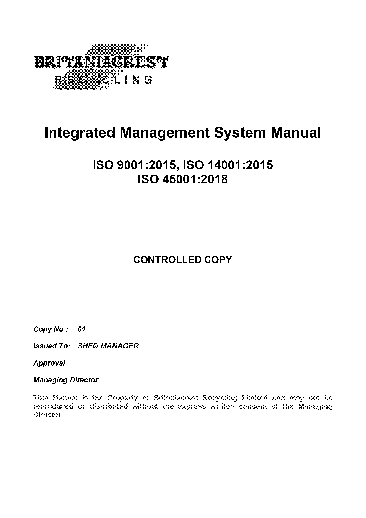 integrated management system manual construction