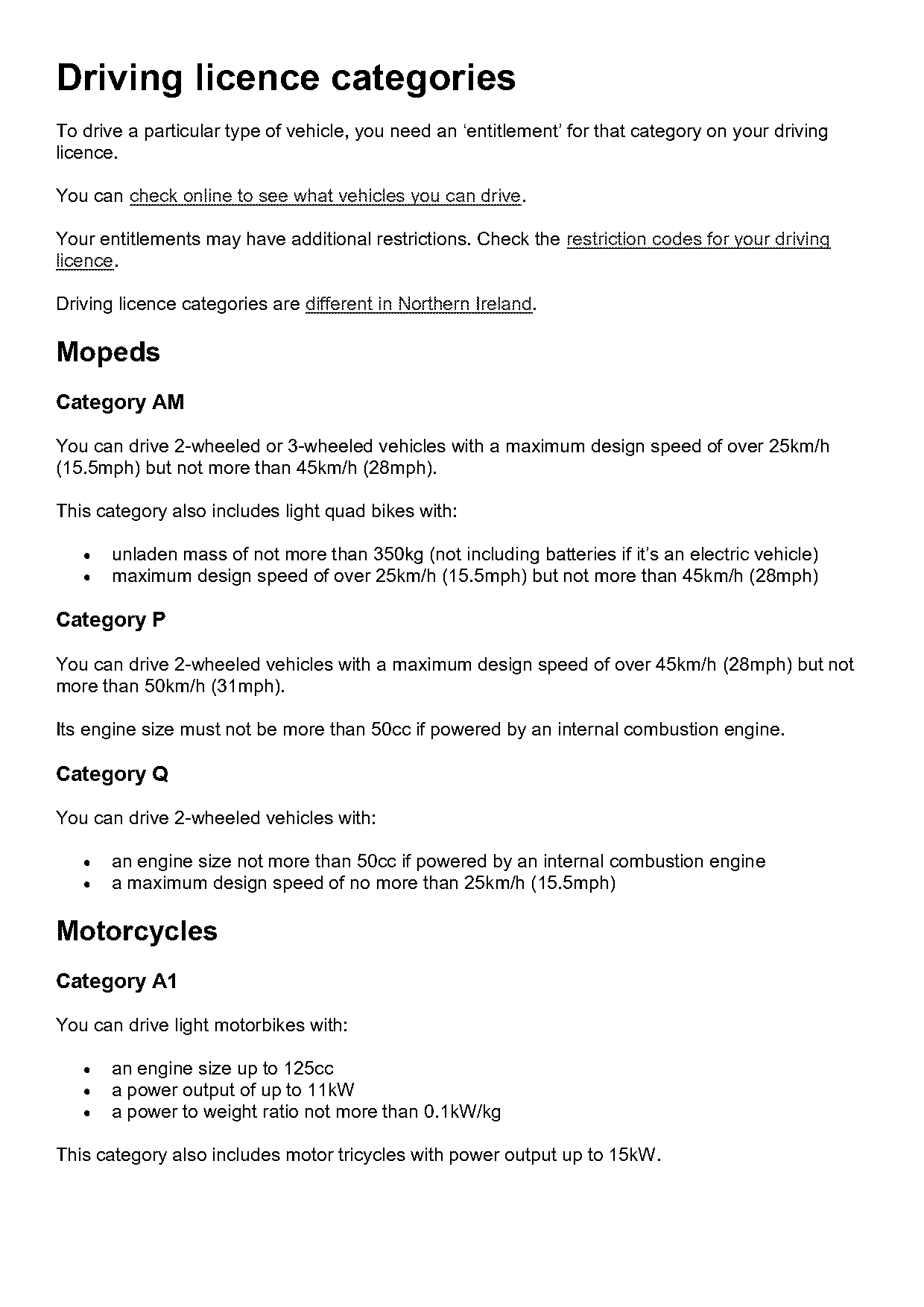 uk driving licence categories p