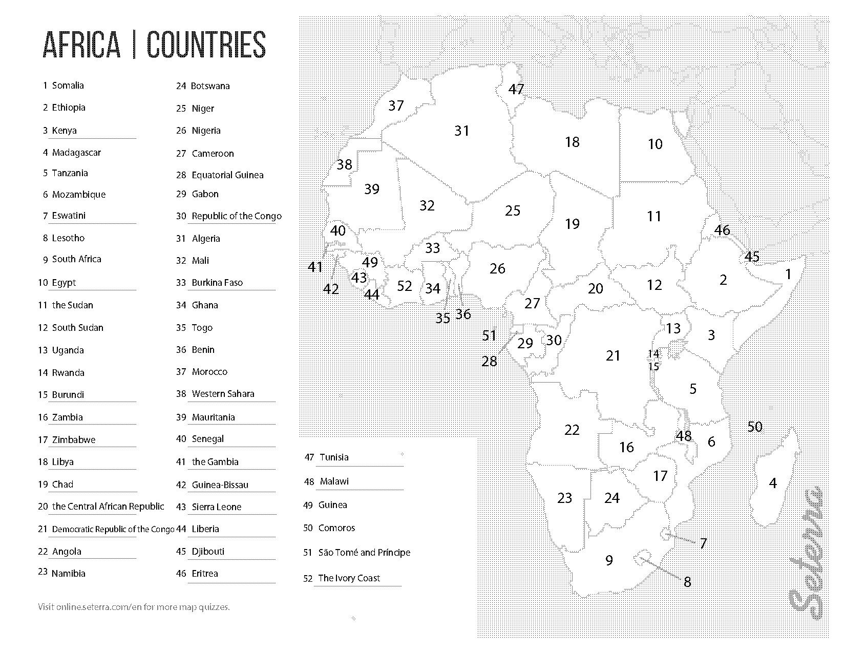 africa political map worksheet answers