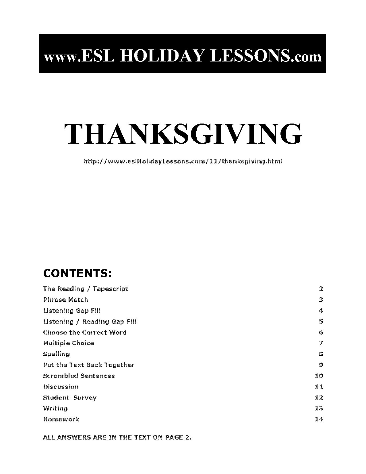 esl thanksgiving worksheets pdf