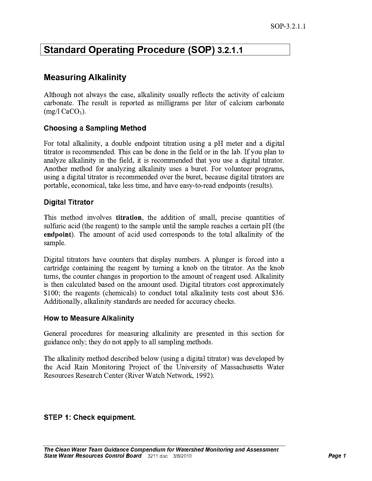 alkalinity test of water sample