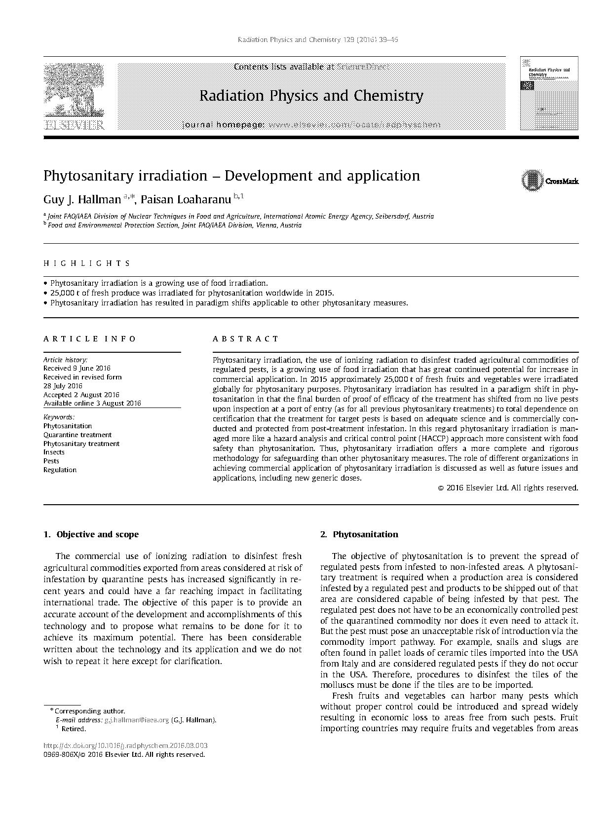 uses and application of radiation in food and agriculture